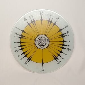 3M Glass Pie Cake Cutting Guide Plate 1975 Vintage Kitchen Yellow Black 12"